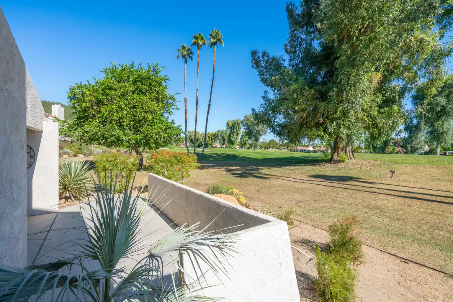 The patio overlooking the golf course